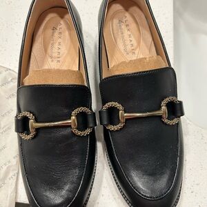 Alex Marie Elegant Black Loafers with Gold Detailing